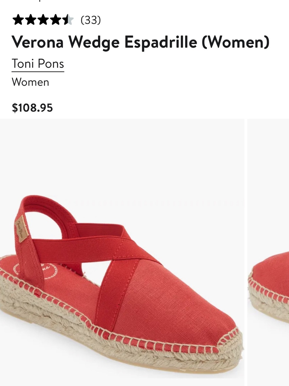 Toni Pons Verona Espadrille Wedge Slingback in Red